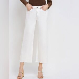 Vervet High Rise Cropped Raw Hem Wide Leg White Jeans Size 22W